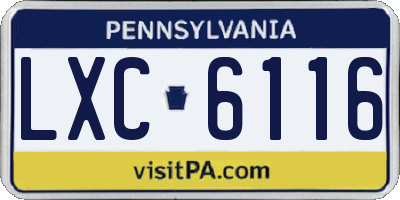 PA license plate LXC6116