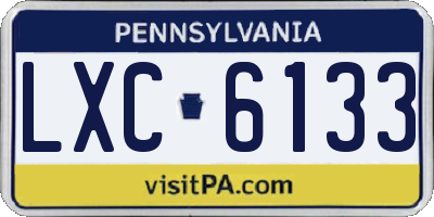 PA license plate LXC6133