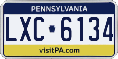 PA license plate LXC6134