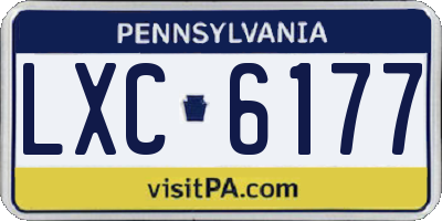 PA license plate LXC6177