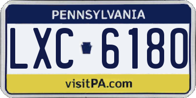 PA license plate LXC6180