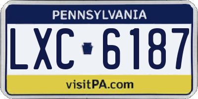 PA license plate LXC6187