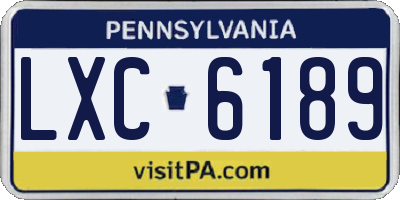 PA license plate LXC6189