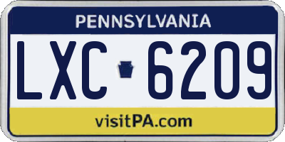 PA license plate LXC6209