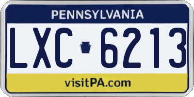 PA license plate LXC6213
