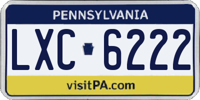 PA license plate LXC6222