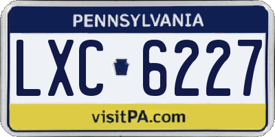 PA license plate LXC6227