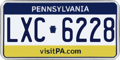 PA license plate LXC6228