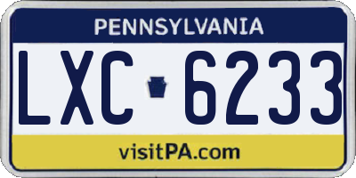 PA license plate LXC6233