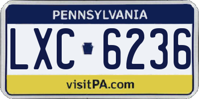 PA license plate LXC6236