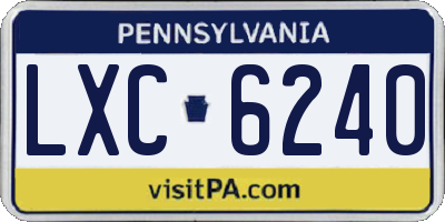 PA license plate LXC6240