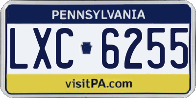 PA license plate LXC6255