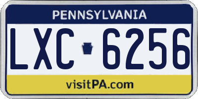 PA license plate LXC6256