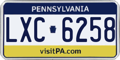 PA license plate LXC6258