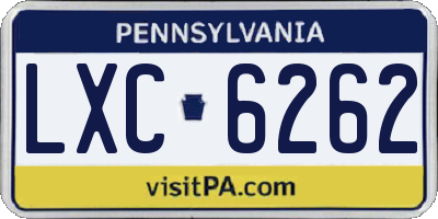 PA license plate LXC6262