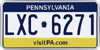 PA license plate LXC6271