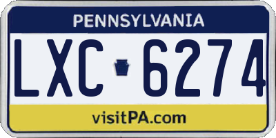 PA license plate LXC6274