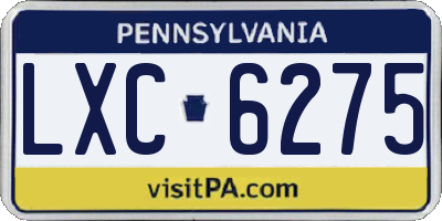 PA license plate LXC6275