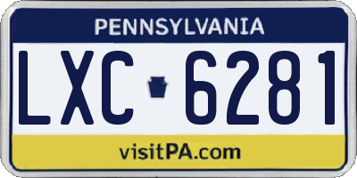 PA license plate LXC6281