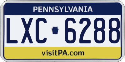 PA license plate LXC6288