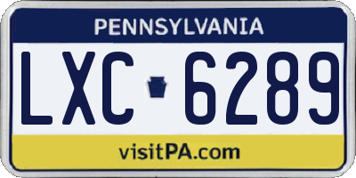 PA license plate LXC6289
