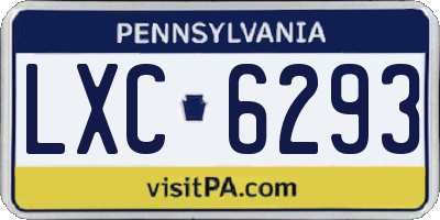 PA license plate LXC6293