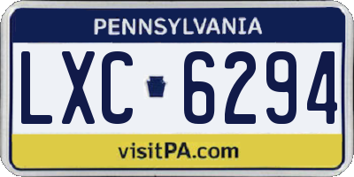 PA license plate LXC6294
