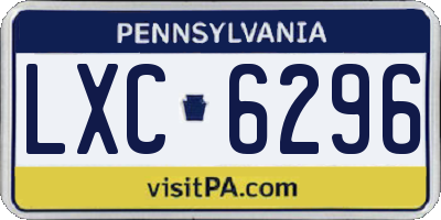 PA license plate LXC6296