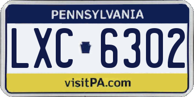 PA license plate LXC6302