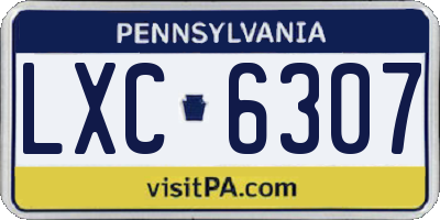 PA license plate LXC6307