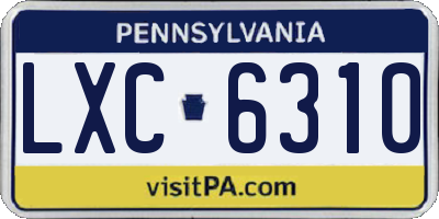 PA license plate LXC6310