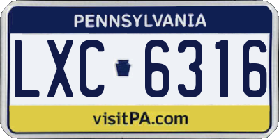 PA license plate LXC6316
