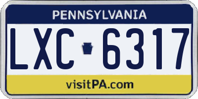 PA license plate LXC6317