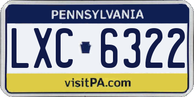 PA license plate LXC6322