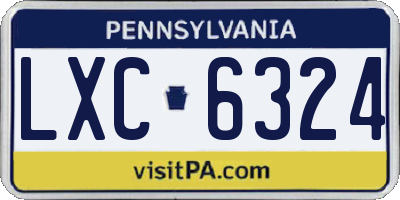 PA license plate LXC6324