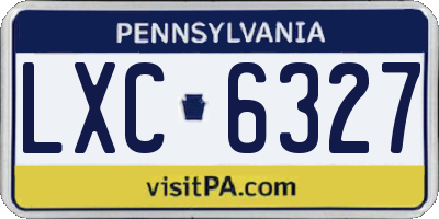 PA license plate LXC6327