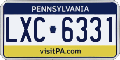 PA license plate LXC6331
