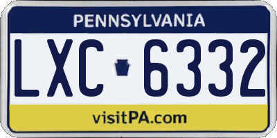 PA license plate LXC6332