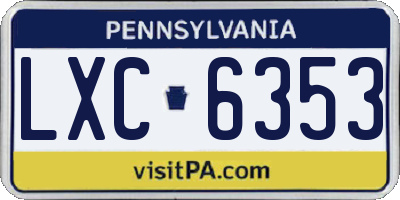 PA license plate LXC6353