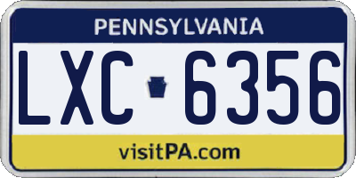 PA license plate LXC6356
