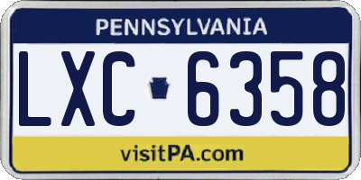 PA license plate LXC6358