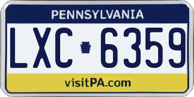 PA license plate LXC6359