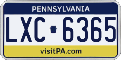 PA license plate LXC6365