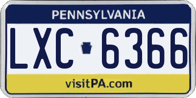 PA license plate LXC6366