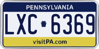 PA license plate LXC6369