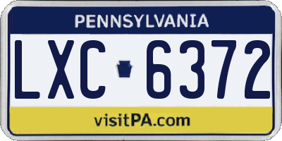 PA license plate LXC6372
