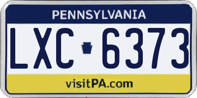 PA license plate LXC6373