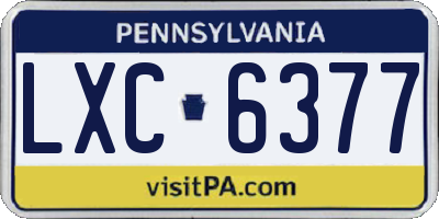 PA license plate LXC6377