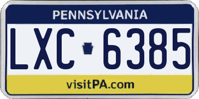 PA license plate LXC6385