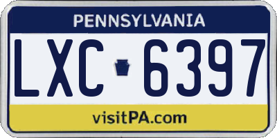 PA license plate LXC6397